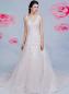 Preview: Kleid aus Tüll in A-Linie mit V-Ausschnitt und perlenbesetzten Spitzenapplikationen Ivory I Ivory/Rosé